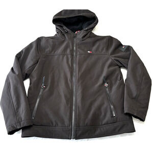 Tommy Hilfiger Black Sherpa Lined Waterproof 3-Layer Hooded Jacket Coat Mens Med